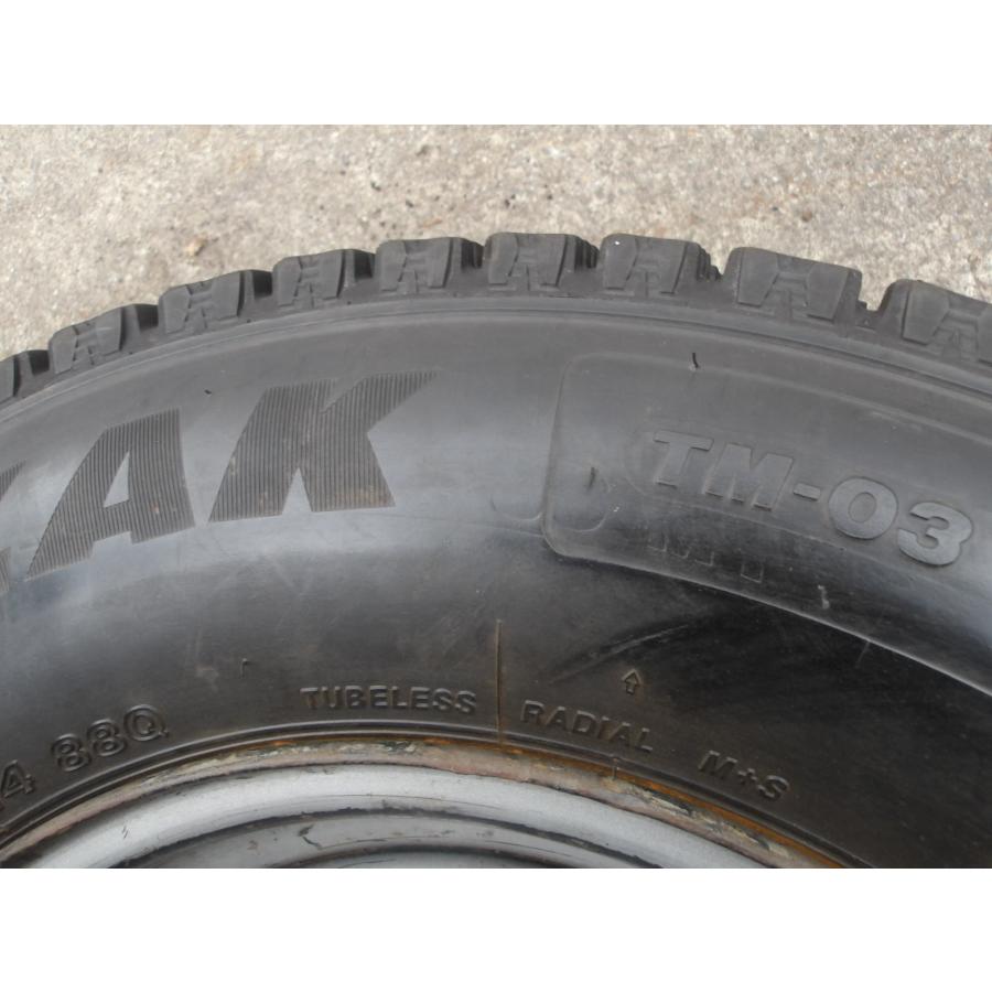 Q404-ソ2 中古タイヤ ホイール 送料無料 175/80R14 冬4本 スタッドレス 88Q 175/80-14 175-80-14 ブリヂストン ブリザック TM-03 1４インチ鉄ホイールの画像