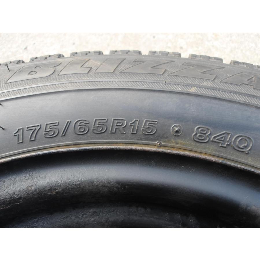 Q823-ソ2 中古タイヤ ホイール 送料無料 175/65R15 冬4本セット スタッドレス 84Q 175/65-15 175-65-15 ブリヂストン ブリザック VRX 15インチ鉄ホイールの画像