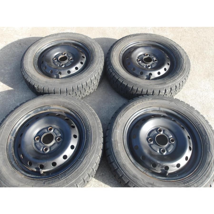 バリ溝155/65R13冬タイヤ　鉄ホイール付 Q858-ソ2 中古タイヤ ホイール 送料無料 155/65R13 冬4本セット