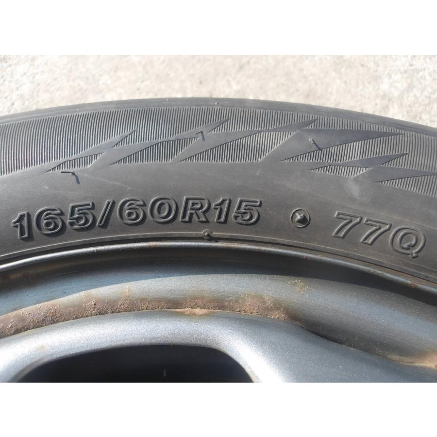 Q978-ソ2 中古タイヤ ホイール 送料無料 165/60R15 冬4本セット スタッドレス 77Q 165/60-15 165-60-15 ブリヂストン ブリザック VRX2 15インチ鉄ホイールの画像