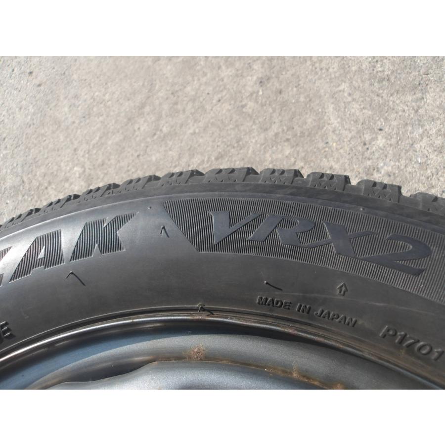 Q978-ソ2 中古タイヤ ホイール 送料無料 165/60R15 冬4本セット スタッドレス 77Q 165/60-15 165-60-15 ブリヂストン ブリザック VRX2 15インチ鉄ホイールの画像