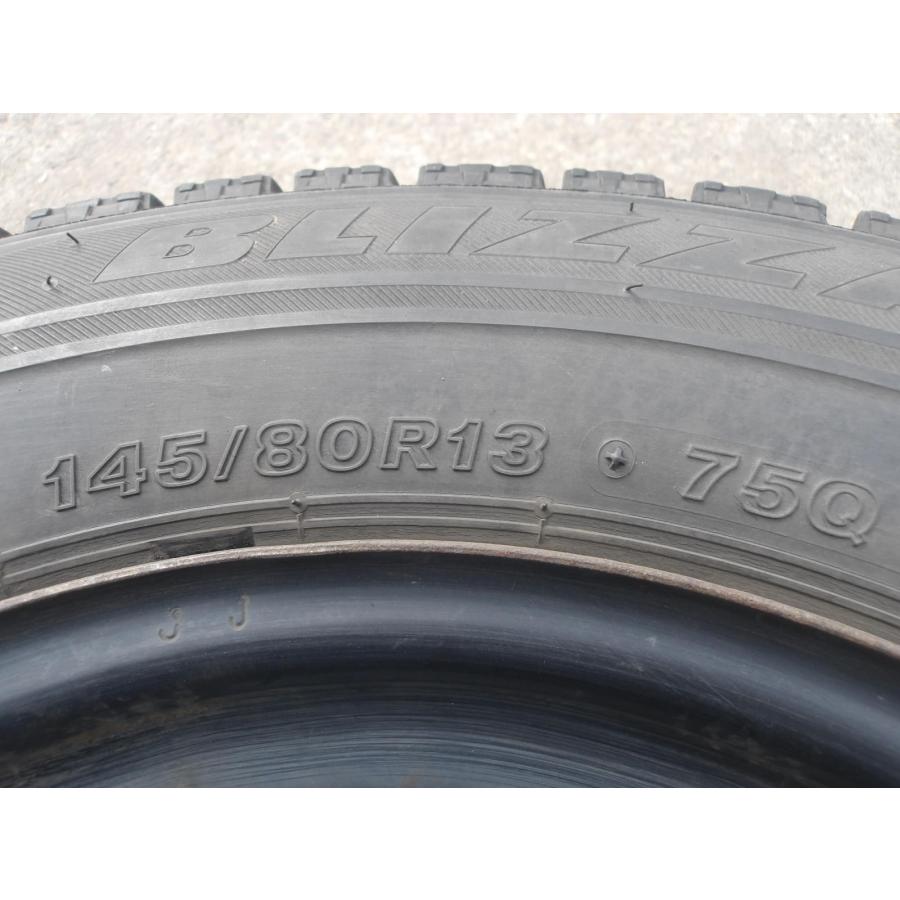 R200-ソ2 中古タイヤ ホイール 送料無料 145/80R13 冬4本セット スタッドレス 73Q 145/80-13 145-80-13 ブリヂストン ブリザック VRX 13インチ鉄ホイール_5