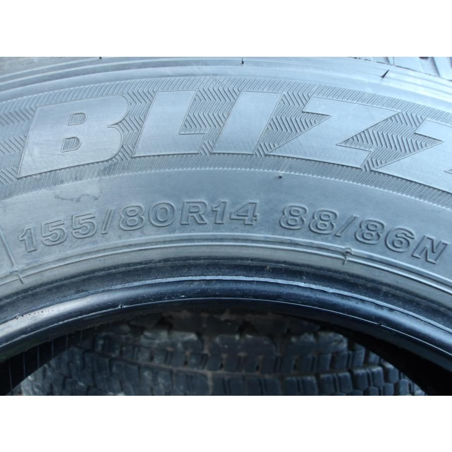 Y284 中古タイヤ 送料無料 155/80R14 冬4本セット スタッドレス LT 88/86N 155/80-14 155-80-14 BRIDGESTONE BLIZZAK VL1｜tire-dream｜06