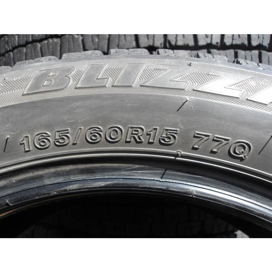 Y409-1 中古タイヤ 送料無料 165/60R15 冬4本セット スタッドレス 77Q 165/60-15 165-60-15 ブリヂストン ブリザック REVO GZ｜tire-dream｜06