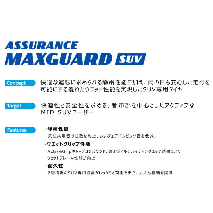 正規品 グッドイヤー タイヤ ASSURANCE MAXGUARD SUV  215/50R18 92V   アシュアランス マックスガード エスユーブイの画像