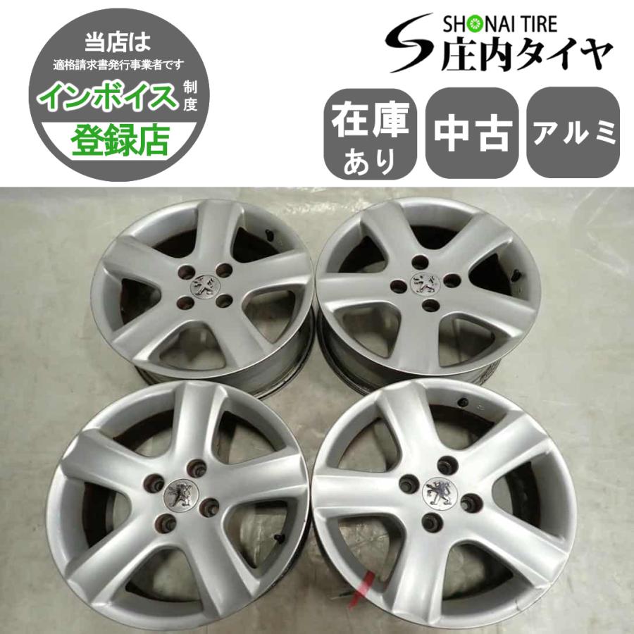 4本SET 会社宛 送料無料 16×6.5J プジョー 純正 アルミホイール 4穴 