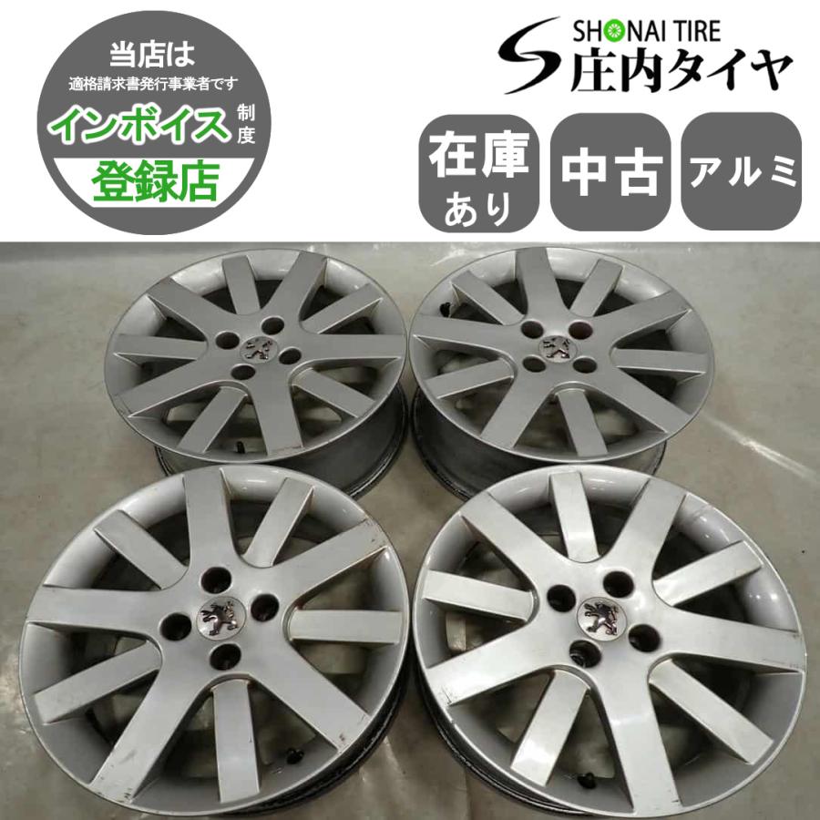 プジョー　アルミホイール、タイヤセット４本 4本SET 会社宛 送料無料 17×7J プジョー PEUGEOT 207純正 アルミ