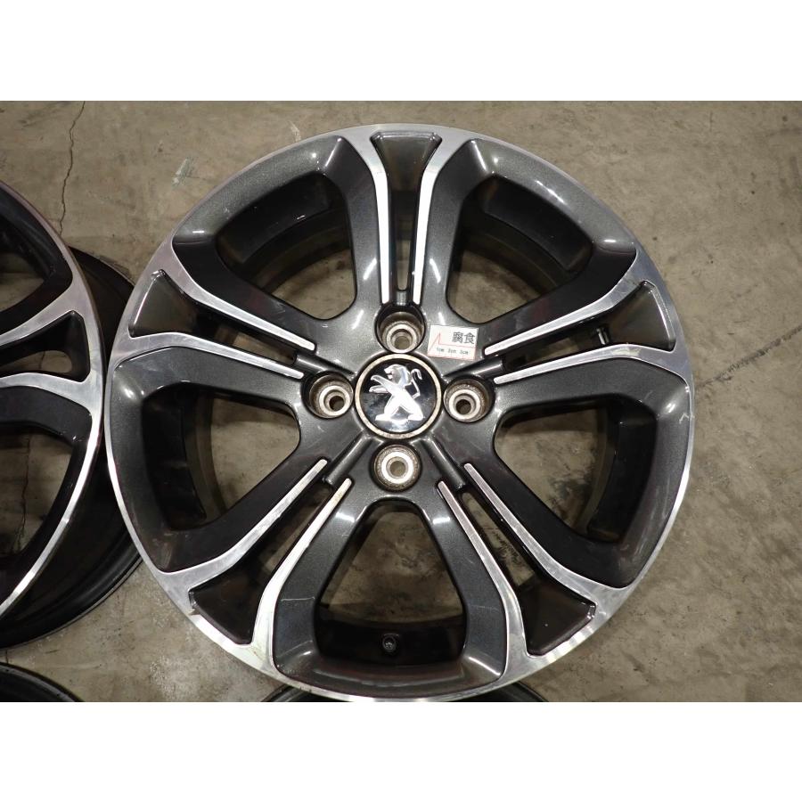 中古アルミ16x6.5 PCD108 プジョー308などに 4本SET 会社宛 送料無料 16×6J プジョー 純正 アルミ 4穴 PCD 108mm +