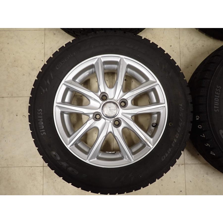 特売品 冬4本SET 会社宛 送料無料 165/70R14×5J 81Q トーヨー オブザーブ ガリット GIZ 2020年製 アルミ アクア デミオ スイフト NO,G0759の画像