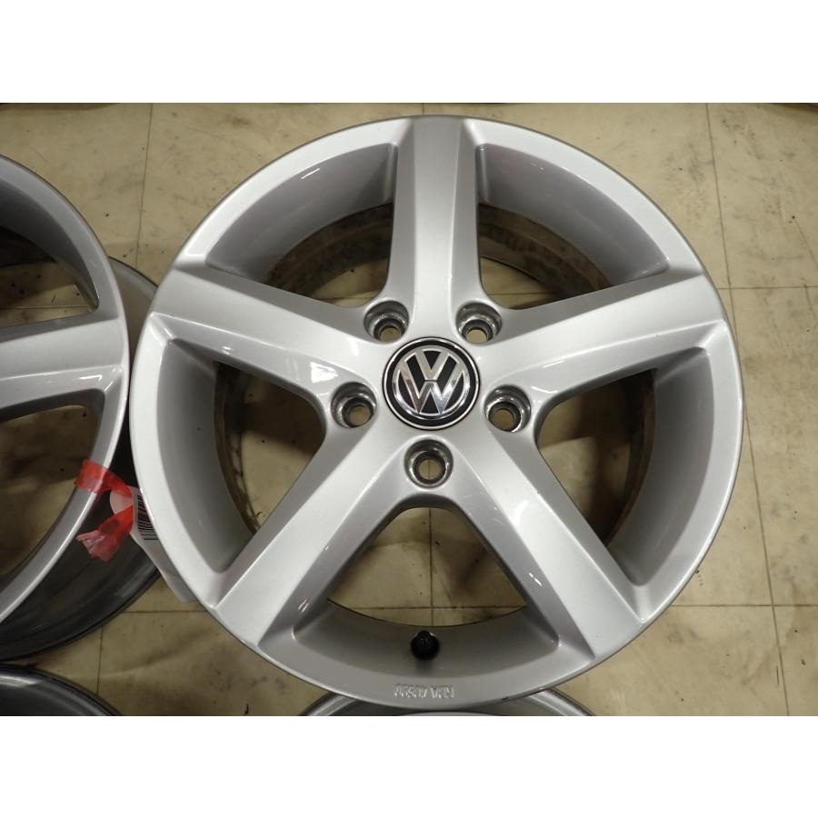 4本SET 会社宛送料無料 15×6J フォルクスワーゲン ゴルフ7 純正 シルバー アルミ 5穴 PCD 112mm +43 ハブ径57mm 店頭交換OK 特価 NO,I1274の画像