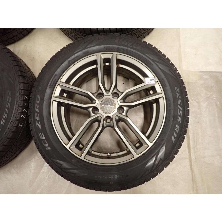 冬4本SET 会社宛送料無料 225/55R17×7J 101H ピレリ アイスゼロアシンメトリコ 2024年 ユーロテック EUROTECH ステージW5 アルミ NO,I2207の画像