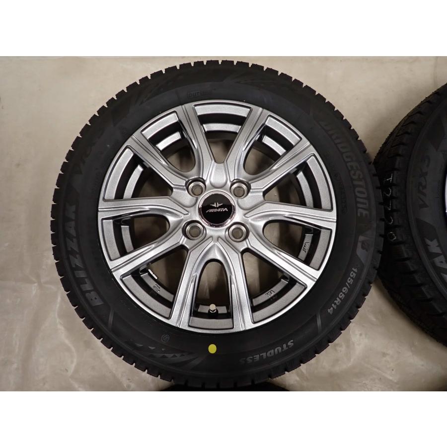 冬4本SET 会社組織宛 貨物輸送無料 155/65R14×4.5J 75Q ブリヂストン ブリ背嚢 VRX3 2025年製 軽銀 手押し車R コントラルト スペーシア 特価 NO,I2720