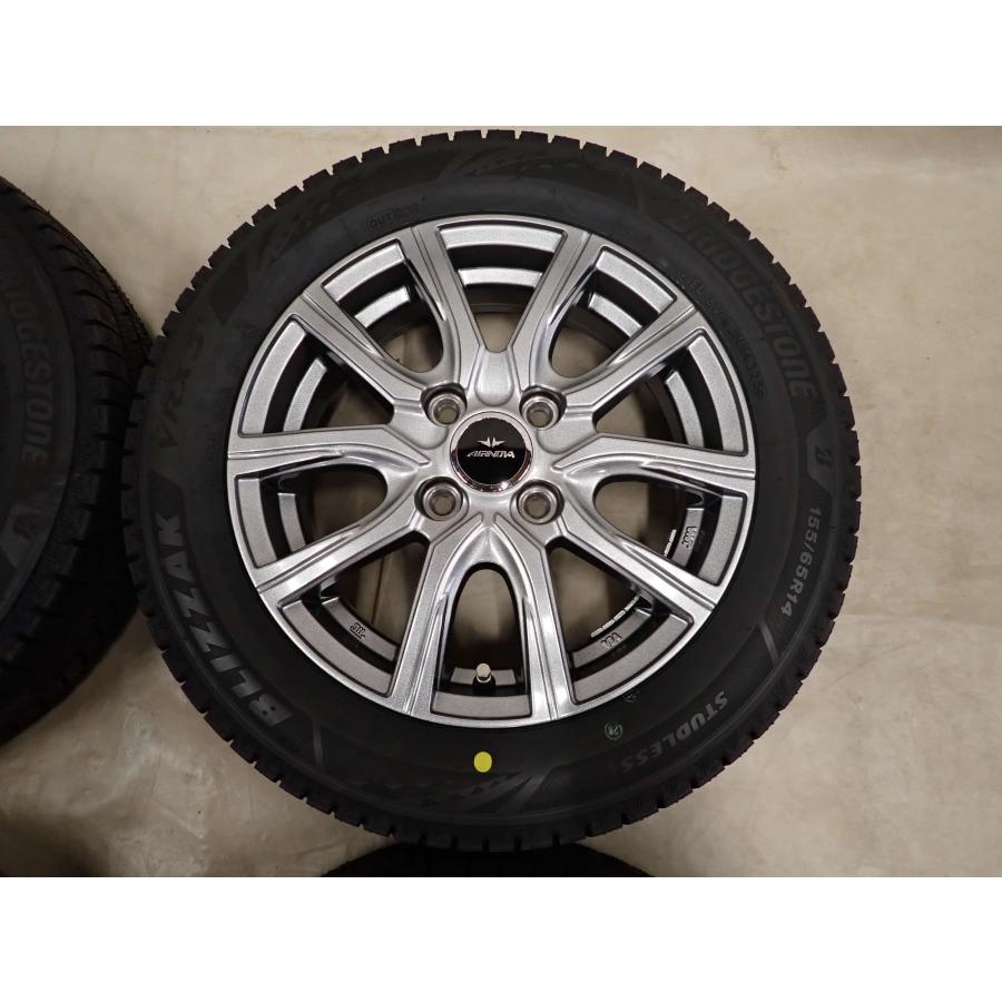 冬4本SET 会社組織宛 貨物輸送無料 155/65R14×4.5J 75Q ブリヂストン ブリ背嚢 VRX3 2025年製 軽銀 手押し車R コントラルト スペーシア 特価 NO,I2720