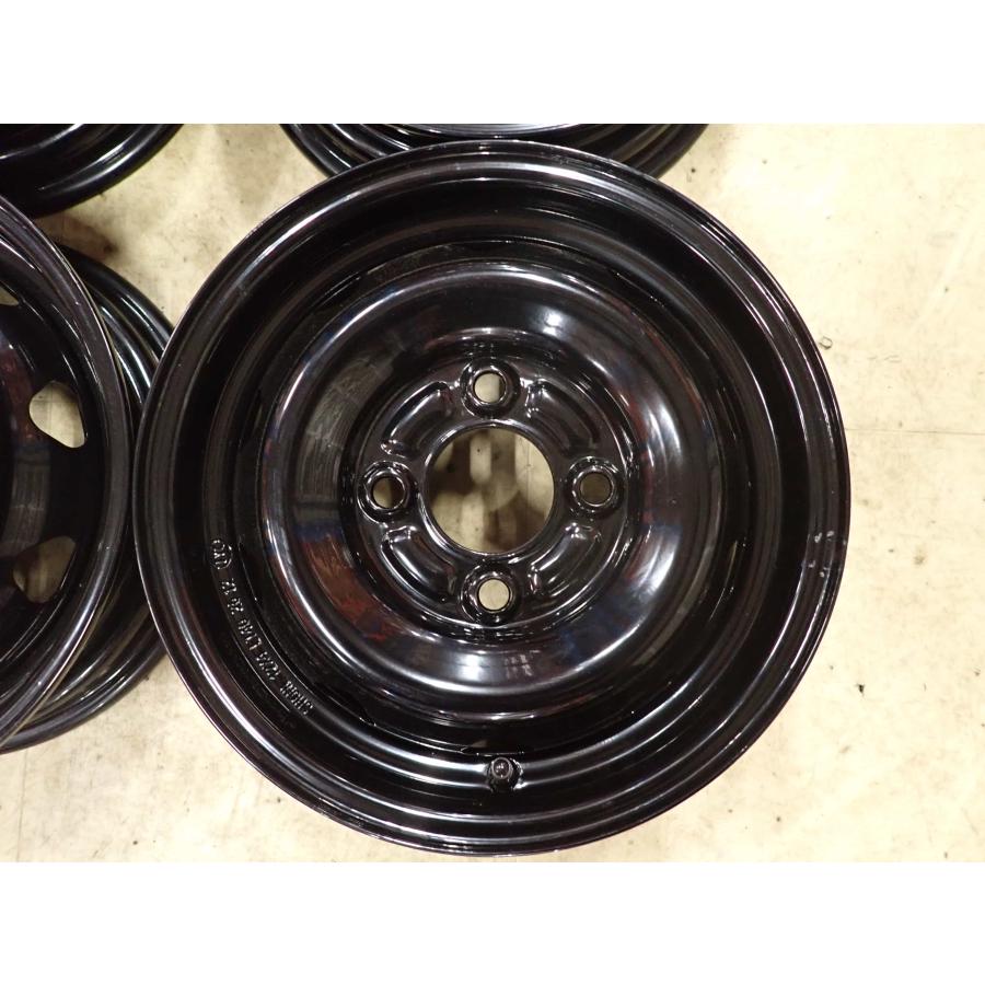 旧車　スチールホイール　12×3.0 J4-110.20 4本SET 会社宛 送料無料 12×4J SHONE ブラックスチールホイール 鉄 4穴