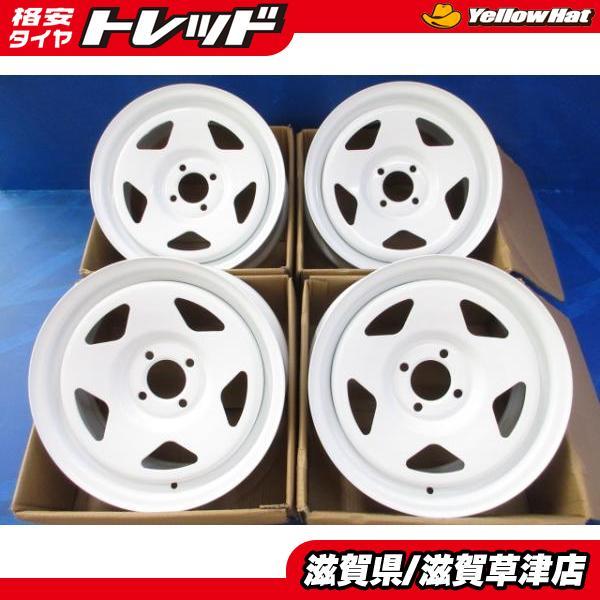 4本セット 15インチ 6J 6.0J +32 ホワイト 4H PCD100 星形 カスタム