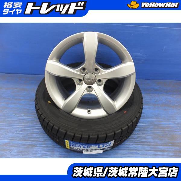 AUDI アウディ A1純正 15インチ 6J+29 5H100 25年製 ダンロップ ウインターマックス02 185/60R15 中古ホイール 新品スタッドレス 4本セット