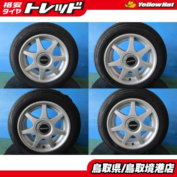 中古アルミ マルチホイール 14インチ 6J +38 4H100 新品夏タイヤ 165