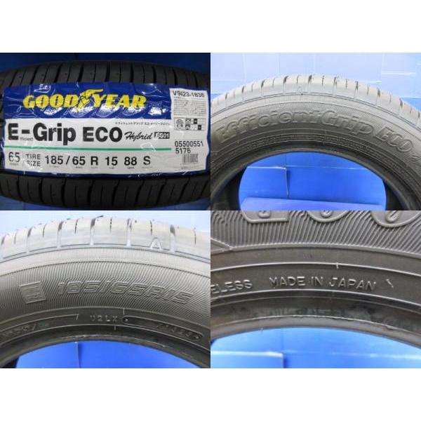 185/65R15 グッドイヤー E-Grip EG01 トピー インベルノ アルミホイール 5.5J-15 +42 4H100 ４本セット 中古＆新品 夏用 高萩 bB NCP30 NCP｜tire-shop-tread｜06