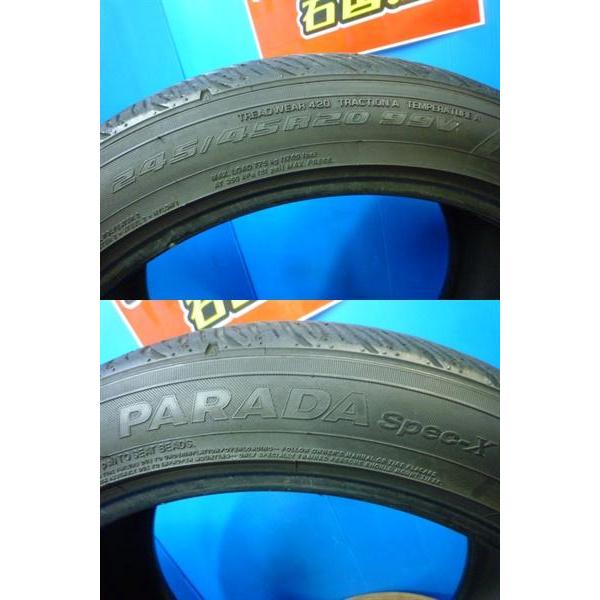 in28中古夏タイヤヨコハマ　パラダ　245/45R20　99V　4本 ヨコハマタイヤ 送料無料 中古 夏タイヤ ヨコハマ PARADA Spec-X