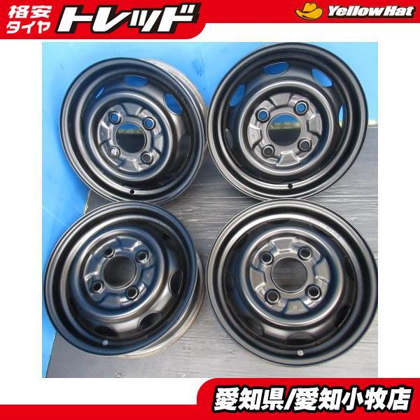 15インチ スチールホイール 軽トラ 軽バン 4本 軽バン 軽トラ ハイゼット エブリィ 中古 鉄ホイール 自家塗装 黒