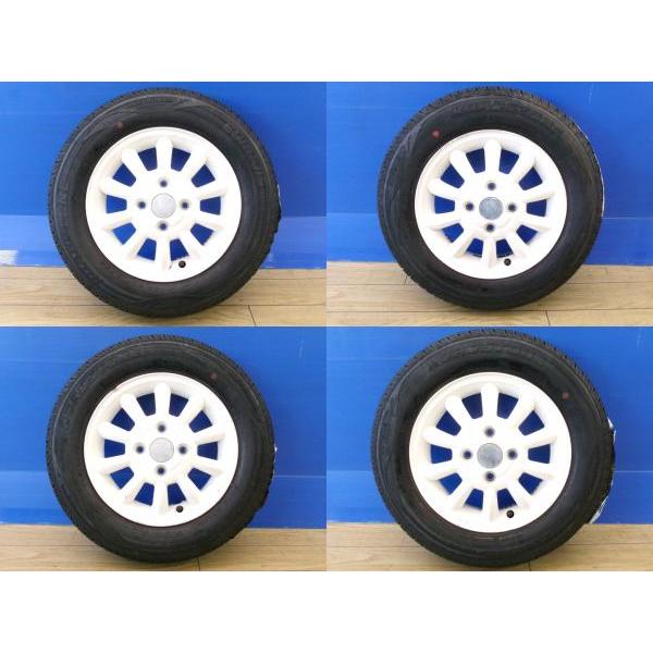 純正流用 4本 中古 アルトラパン 純正 ホワイト + 新品 夏タイヤ 純正流用 4本 中古 アルトラパン 純正 ホワイト + 新品 夏タイヤ