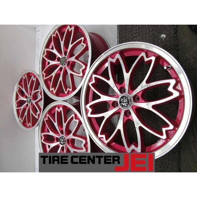 17インチ 和道 桜 7J＋44 100 コンパクトカー 中古アルミホイール【4本