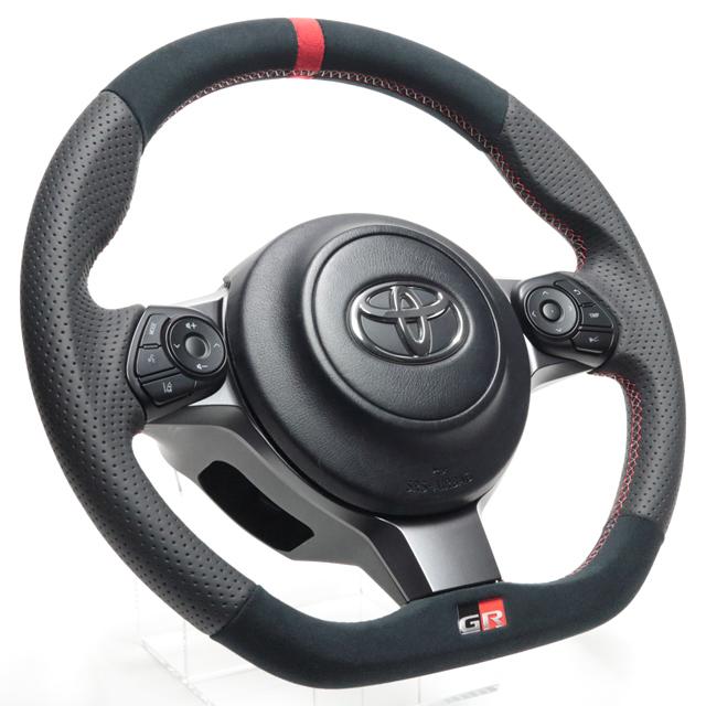 GRエンブレムをセット【GR86(ZN8)/トヨタ86(ZN6後期)/スバルBRZ(ZD8/ZC6後期)】REAL(レアル)製タイヤエイト刈谷特注ステアリング[レザー&ウルトラスエード] |  | 04
