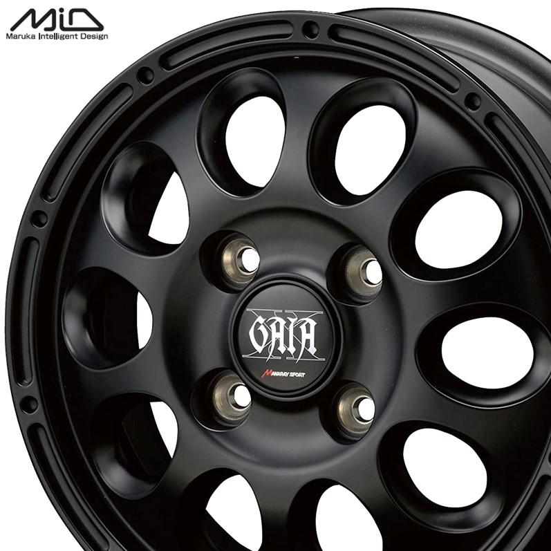 ホイール4本セット GAIA X ガイアクロス  12インチ リム幅3.5J インセット+45 4穴 PCD100 MID マルカサービス マットブラック｜tireichiba｜02