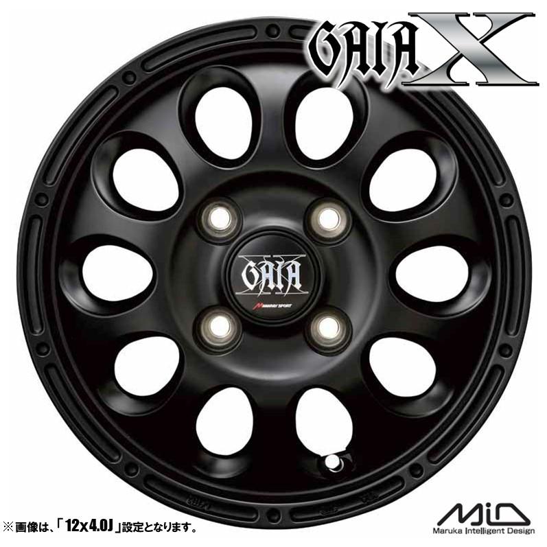 ホイール4本セット GAIA X ガイアクロス  12インチ リム幅3.5J インセット+45 4穴 PCD100 MID マルカサービス マットブラック｜tireichiba｜03