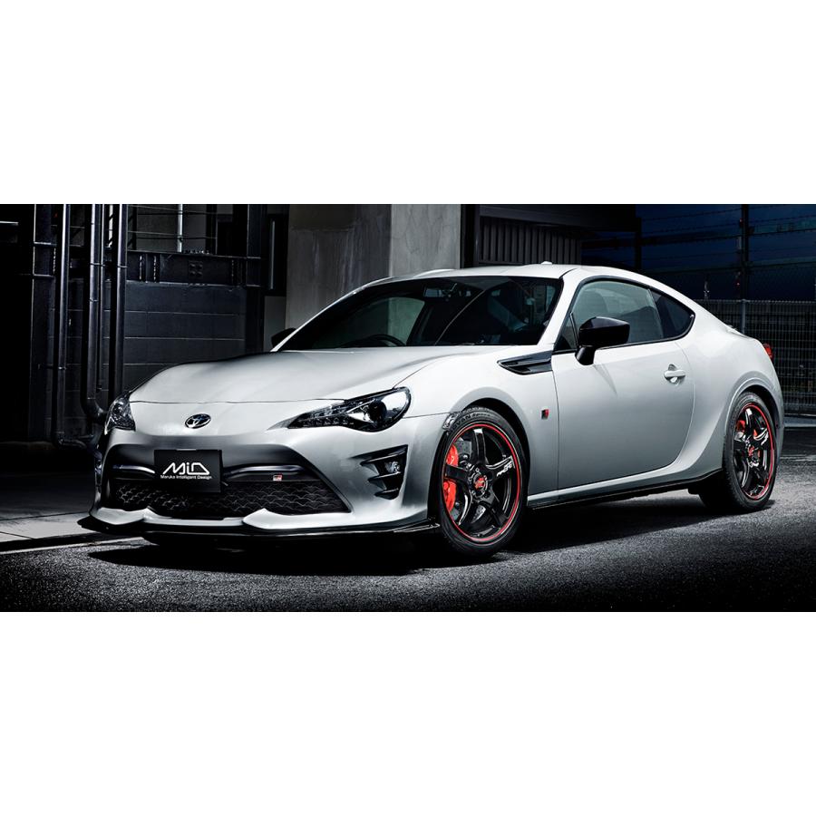 ホイール4本セット M.I.D マルカサービス MID RACING R50 エムアイディーレーシング 17インチ リム幅7.0J インセット+48 5穴 PCD100 ブラック/リムレッドラインの画像