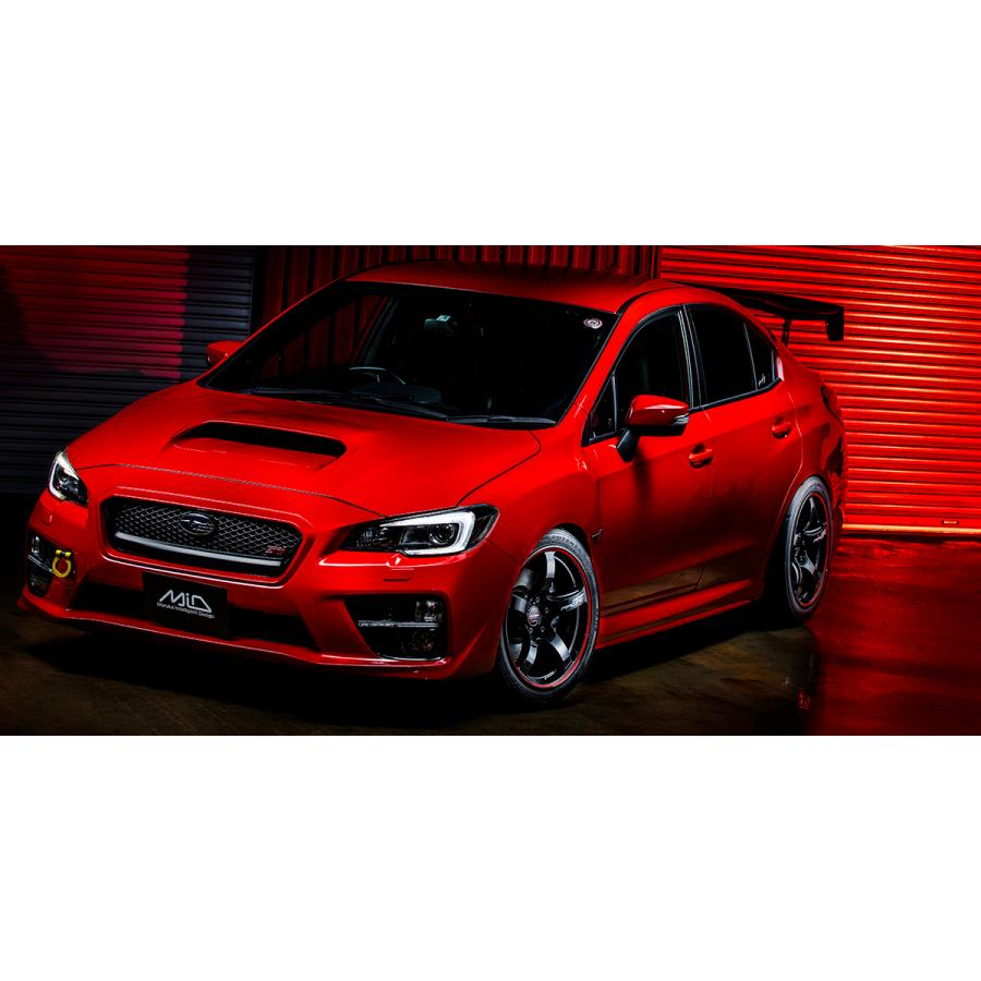 ホイール4本セット M.I.D マルカサービス MID RACING R50 エムアイディーレーシング 17インチ リム幅7.0J インセット+48 5穴 PCD100 ブラック/リムレッドラインの画像