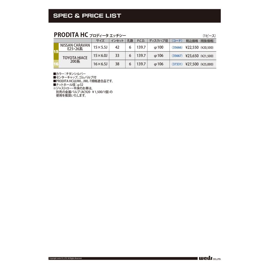 WEDS ホイール4本セット Weds ウェッズ PRODITA HC プロディータ