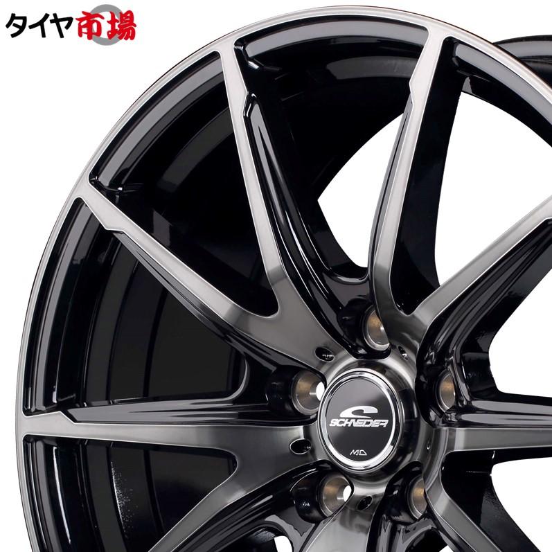 4本セット SCHNEIDER シュナイダー DR インチ リム幅6.5J インセット+ 5穴 PCD MID マルカサービス  ブラックポリッシュ/ブラッククリア