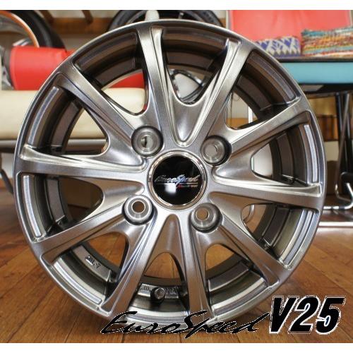 【軽トラック・軽バン用】【アルミ付スタッドレスタイヤ4本セット】145/80R12 YOKOHAMA iceGUARD iG91 12X4.00B 4穴 PCD：100 EuroSpeed V25の画像