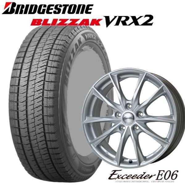 175/60R16 ラクティス・トレジア【アルミ付スタッドレスタイヤ4本セット】 BRIDGESTONE BLIZZAK VRX2 16X6.0　5穴　PCD：100  Exceeder E06｜tiremart24