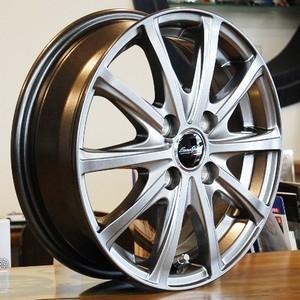 185/65R14 モビリオ・エアウェイブなど【アルミ付4本セット】 BRIDGESTONE BLIZZAK VRX3 14X5.5 4穴 PCD：100 EuroSpeed V25の画像