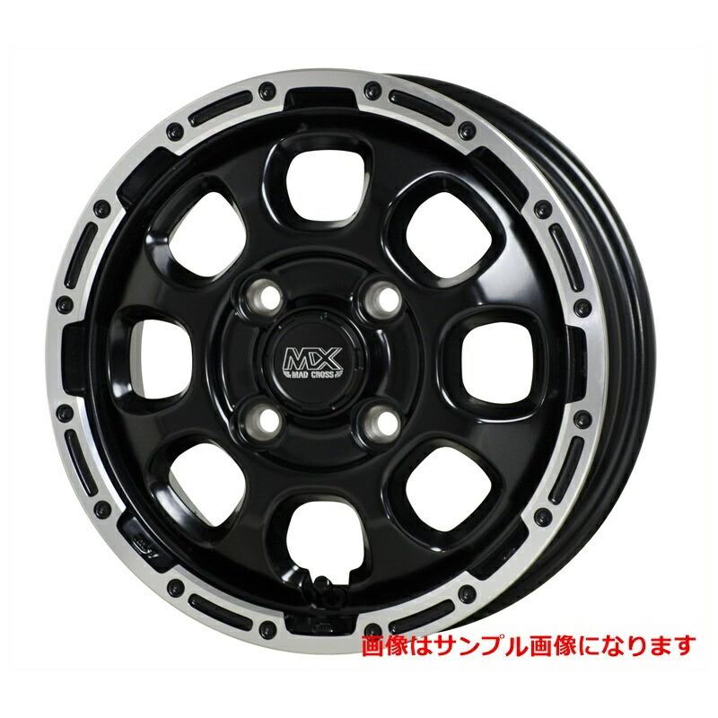 HOT STUFF ホットスタッフ マッドクロス グレイス 12インチ 4.00B +43 4穴 PCD100 セミグロスブラック＆リムポリッシュ 4本セット(送料無料一部地域除)GRA-1