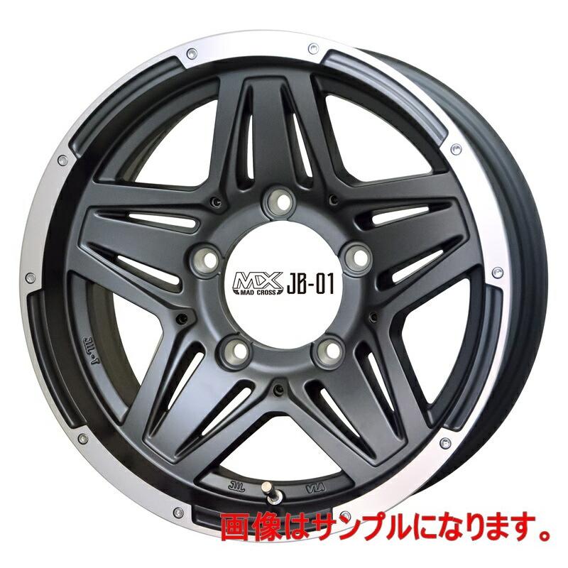 HOT STUFF ホットスタッフ マッドクロス JB-01 16インチ 6.0J ±0 5/139.7 アッシュグレー・リムポリッシュ 新品ホイール5本セット(送料無料一部地域除)