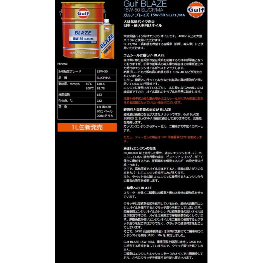 Gulf（ガルフ） 【個人宛発送不可】Gulf エンジンオイル BLAZE