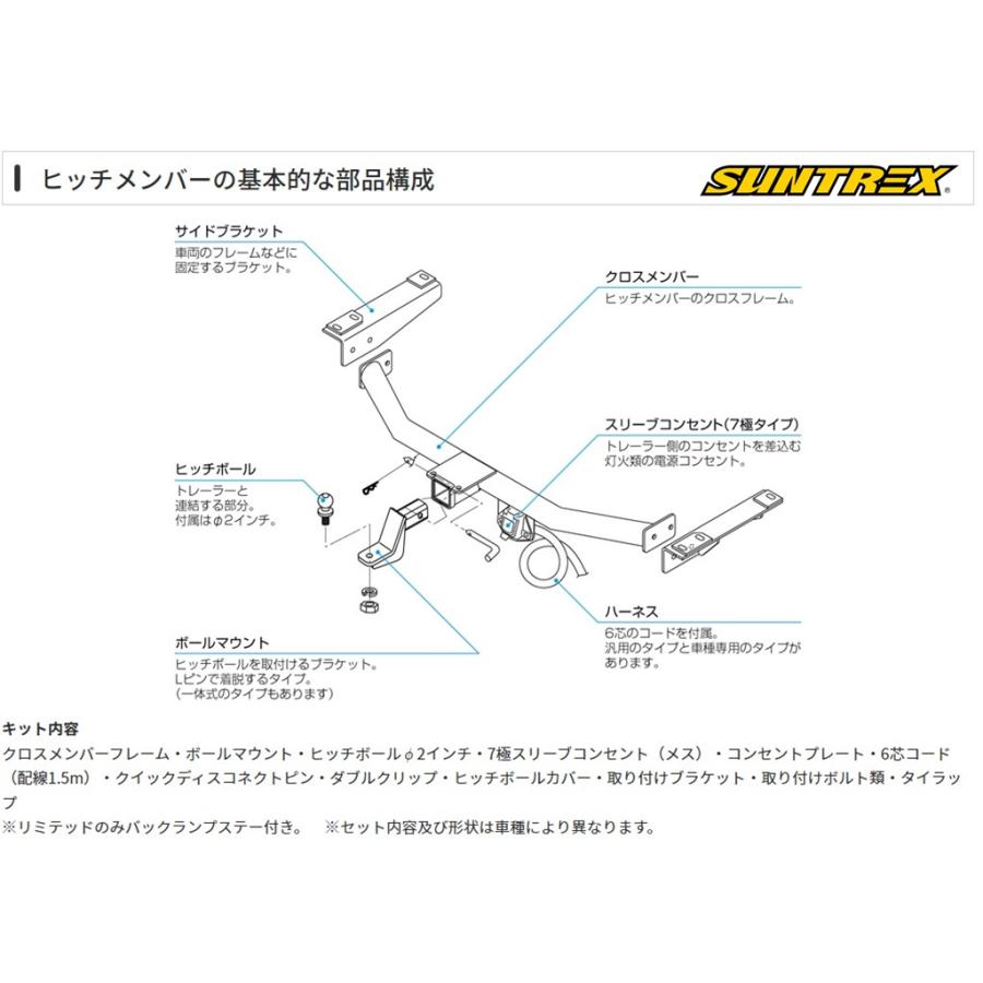 サントレックス サン自動車工業 ヴォクシー DBA-ZRR70W H13.11〜H22.3 ヒッチメンバー スタンダードタイプ TM108110 70ヴォクシィ VOXY ボクシー ノア｜tiremonstar｜03