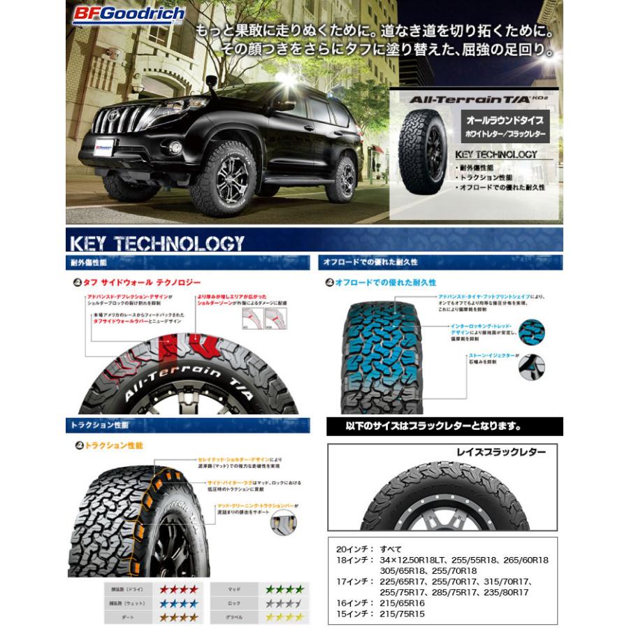 315/75R16 127/124R BFグッドリッチ オールテレーン T/A KO2 ホワイトレター RMP RACING R26 サマータイヤホイール4本セット｜tireprice｜02