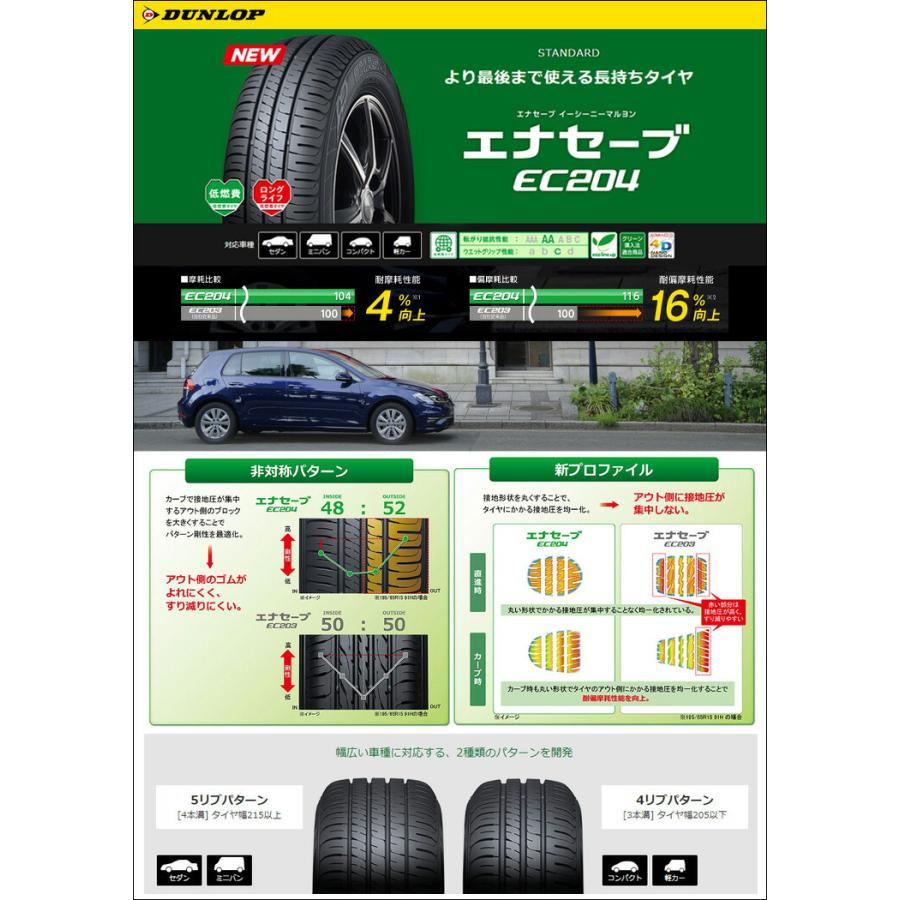 エナセーブ エナセーブ 195/55R15 85V ダンロップ エナセーブ EC204 RIZLEY DI サマータイヤホイール4本セット 205 55R16 ダンロップ ENASAVE EC204 2020年製 4本