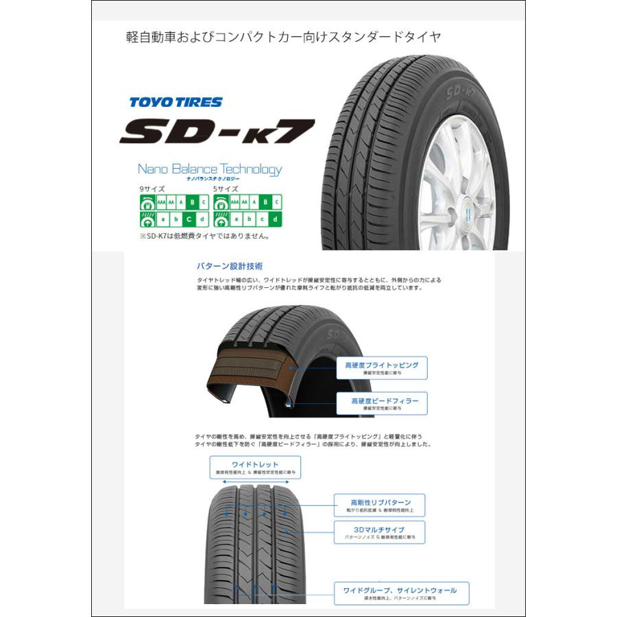 145/80R13 75S トーヨー タイヤ SD-K7 エスディーケ−セブン SELECT WHEEL おまかせホイール サマータイヤ ホイール4本セット|tireprice|03