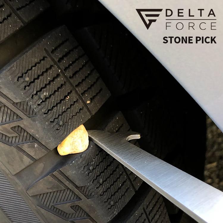 シルバー売り切れ DELTA FORCE STONE PICK デルタフォース ストーンピック 折り畳み型 タイヤ溝 石取りツール 便利 オフロード ロゴ入り マッドタイヤ 小石｜tireshop4u-3｜02