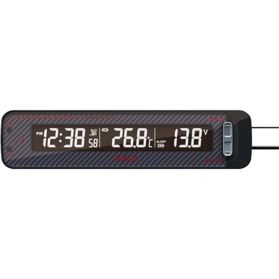 ナポレックス FIZZ-1026 VTメータークロック カーボンタイプ カー用品 温度計 気温 外気 カレンダー 時計 電池式 外気温 電波時計 NAPOLEX｜tireshop4u-3｜04