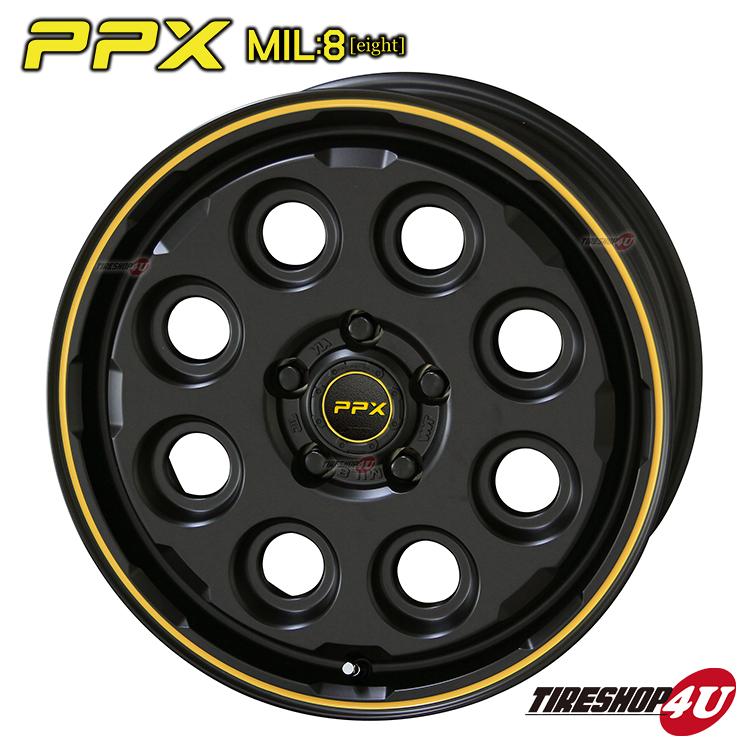 4本セット PPX MIL8 MIL:8 16x7.0J 5/114.3 +38 ブラック MONSTA MUD WARRIOR M/T 235/70R16 ホワイトレター エクストレイル フォレスター