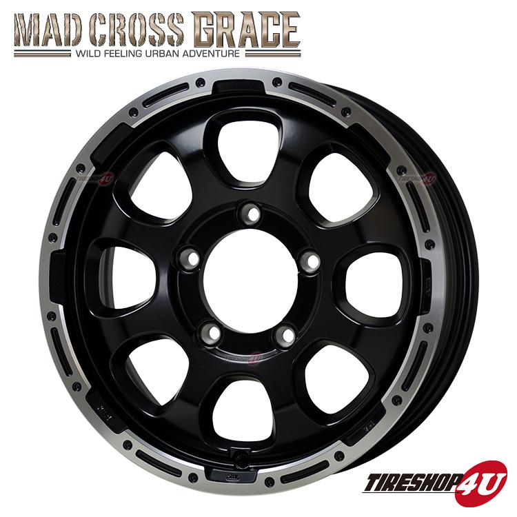 1本価格 MADCROSS GRACE グレイス 16x5.5J 5/139.7 +20 グロスブラック MUDSTAR radial M/T MT 225/70R16 ジムニー JB64 JB23の画像