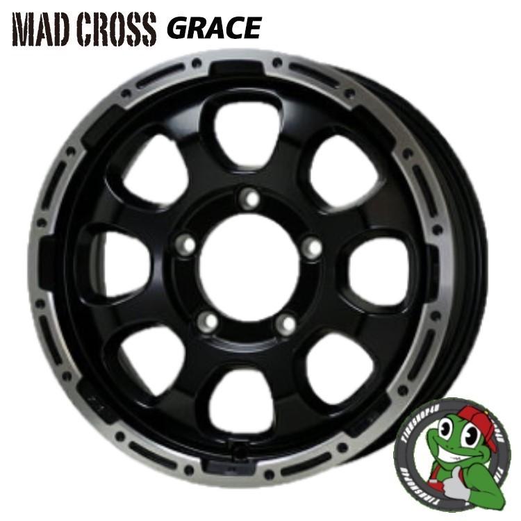 1本価格 MADCROSS GRACE グレイス 16x5.5J 5/139.7 +20 ブラック MUDSTAR RADIAL M/T ラジアル MT 205/80R16 ジムニー JB64 JB23の画像