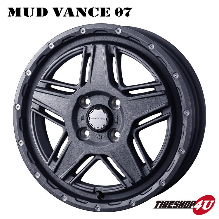 4本セット MUDVANCE07 12x4.00B 4/100 +40 GRAY DUNLOP GRANDTREK TG4 145R12 6PR ハイゼット 軽トラ ピクシス エブリィ バモス N-VAN