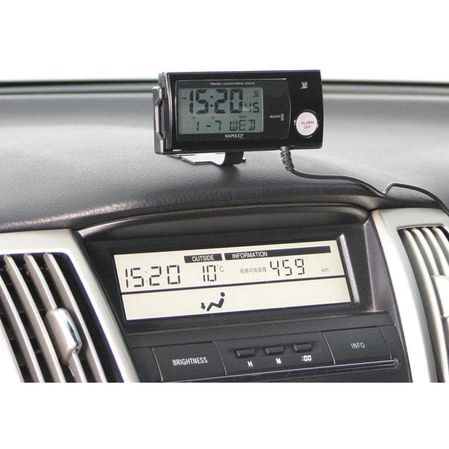 電波時計 暗くなると自動点灯 青く光るバックライト 角度調整可 デジタル表示 車 時計 カーアクセサリー ナポレックス FIZZ-842｜tireshop4u｜03